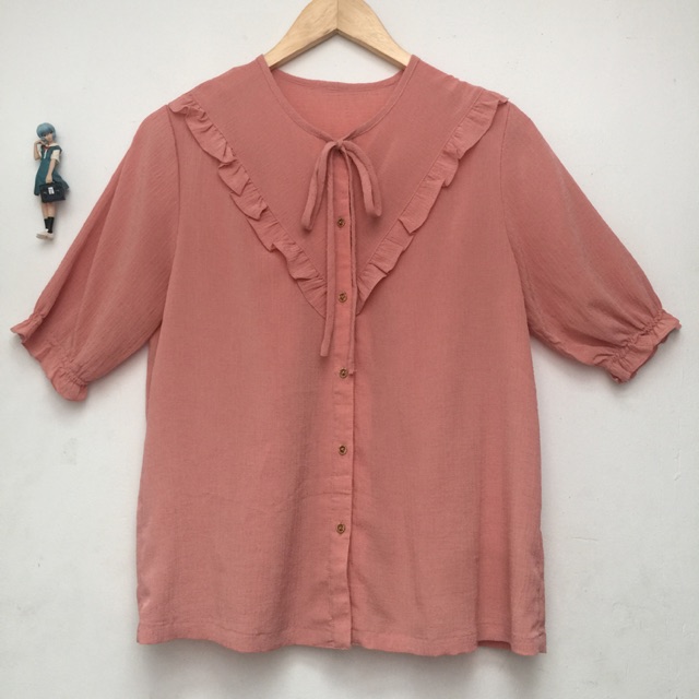 Sơ mi vintage Nhật cam đất Numéro Deux