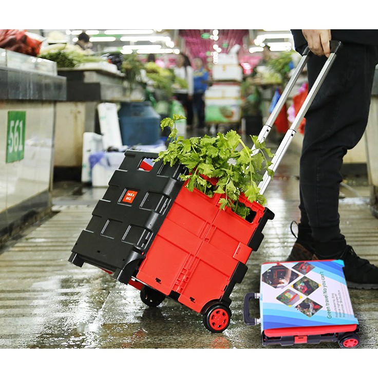 Thùng để đồ xếp gọn,có bánh xe và tay kéo -thùng đựng đồ đa năng- hộp lưu trữ trên xe ô tô-hộp đa năng xếp gọn