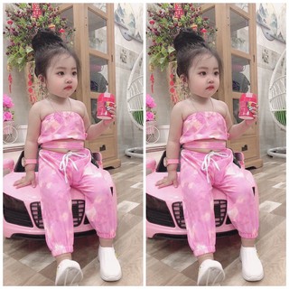 Set Đồ Siêu Xinh Cho Bé Gái [⚡Ảnh Thật⚡]Áo Croptop Quần Hiphop Họa Tiết Loang Hàng Thiết Kế Shop Minmi's Baby Kids SB037