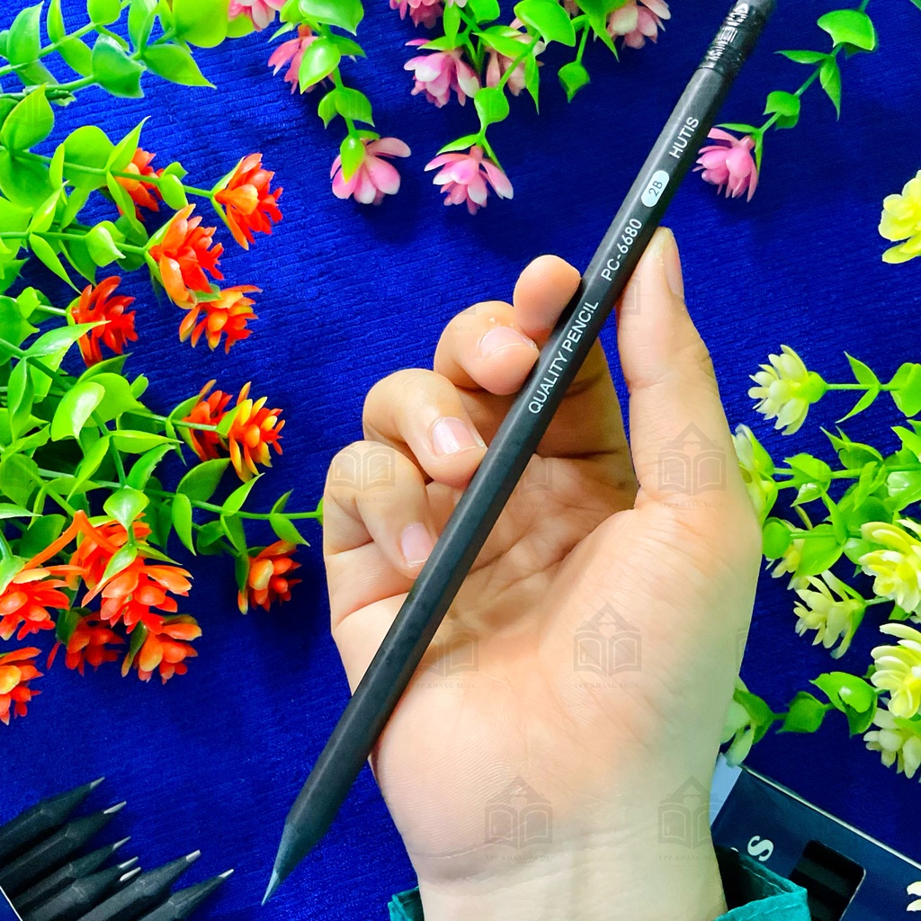 Bút Chì Gỗ 2B HUTIS PC-6680 Có Đầu Tẩy