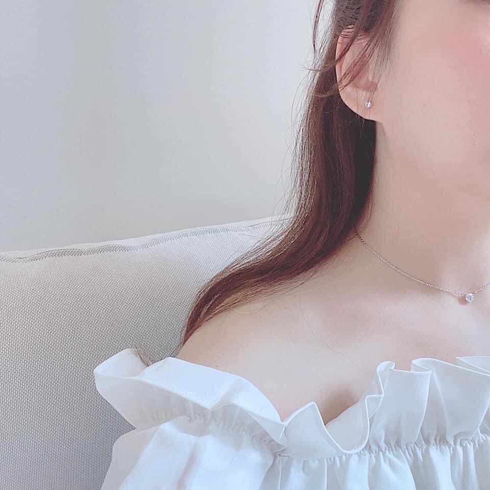 Set dây chuyền khuyên tai Swarovski attract trắng nhỏ