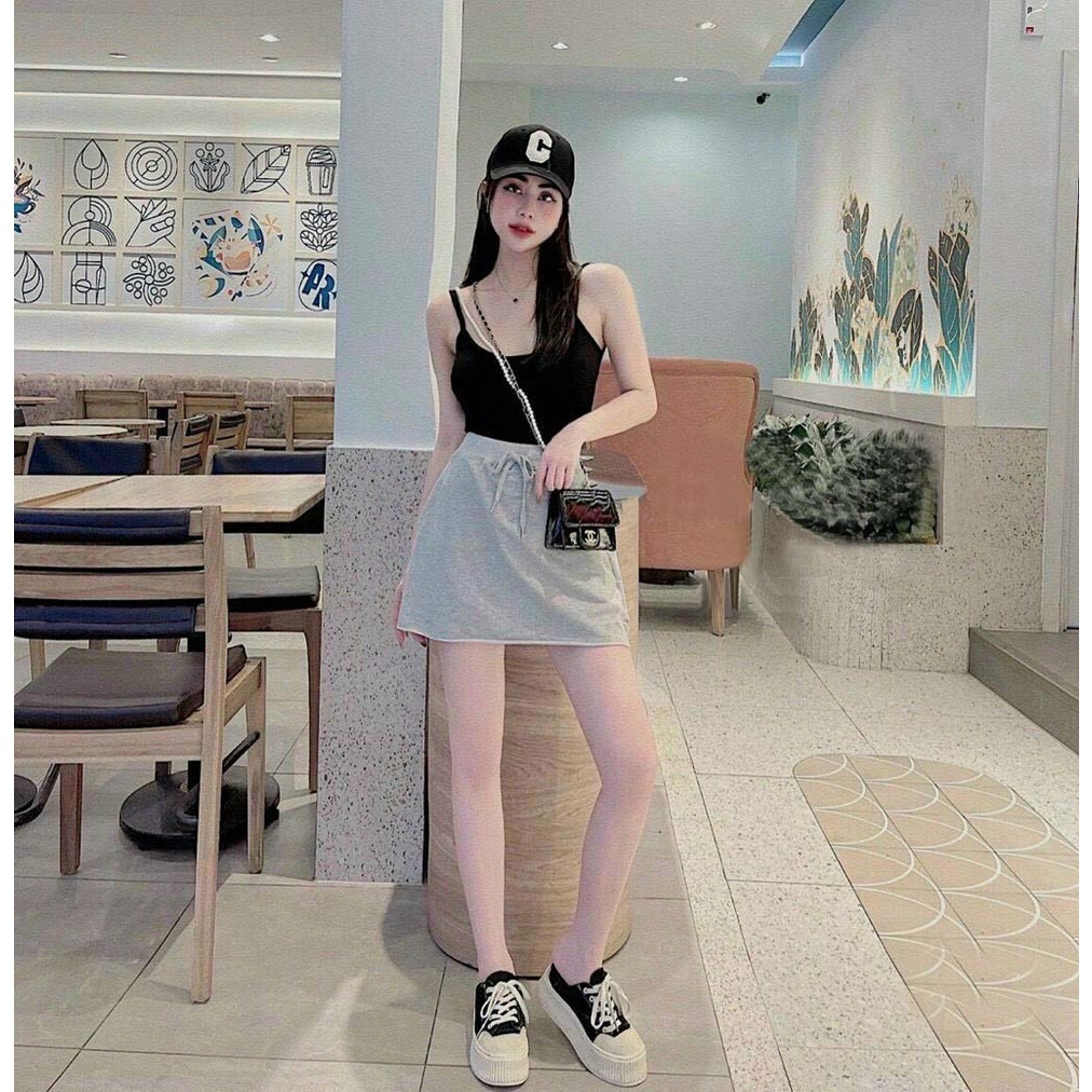 Chân váy chữ A dáng ngắn thể thao hack dáng chất thun da cá co giãn cạp chun phong cách Hàn quốc CV36