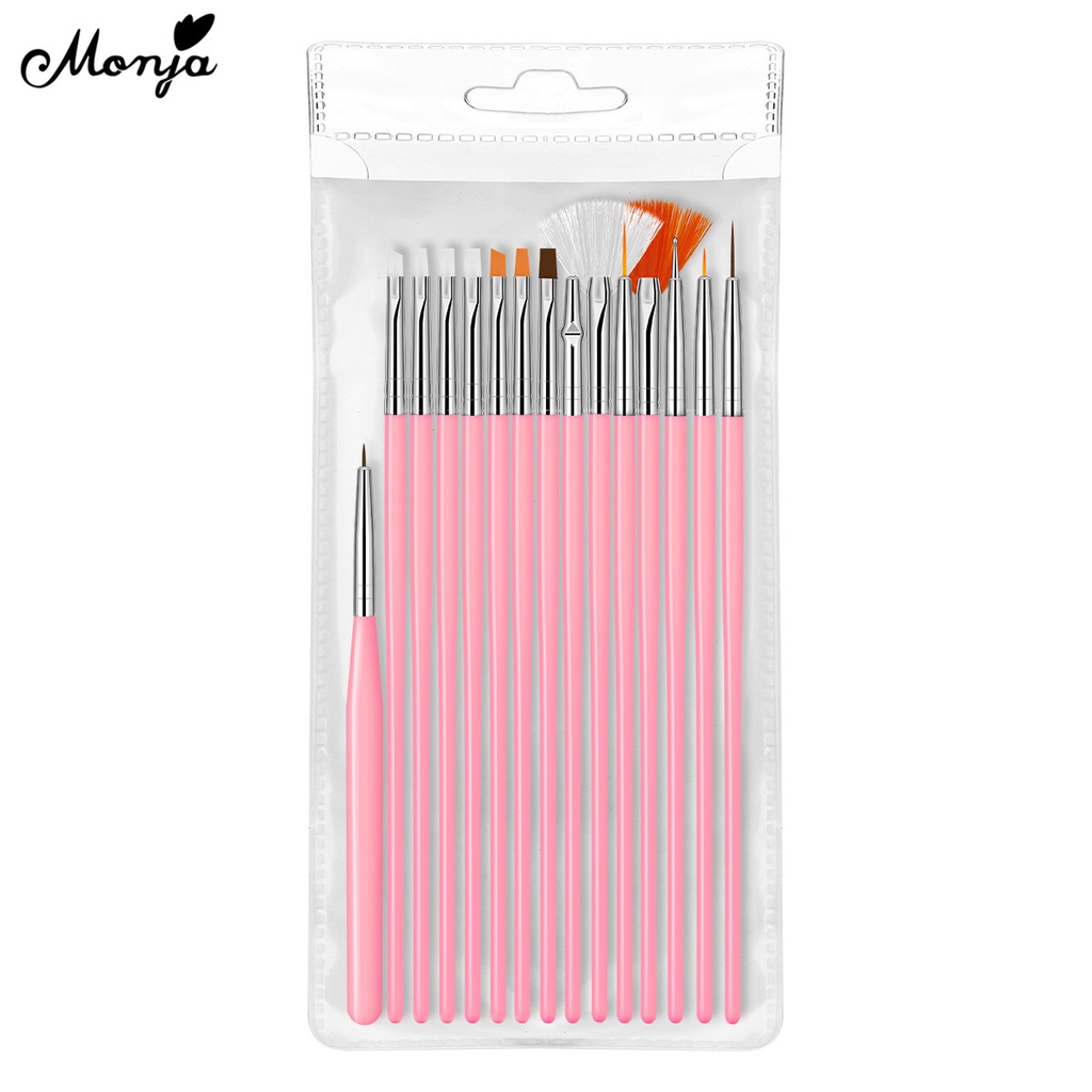 MONJA [Hàng mới về] Set 15 Cọ Vẽ Móng Tay Nghệ Thuật Chất Lượng Cao