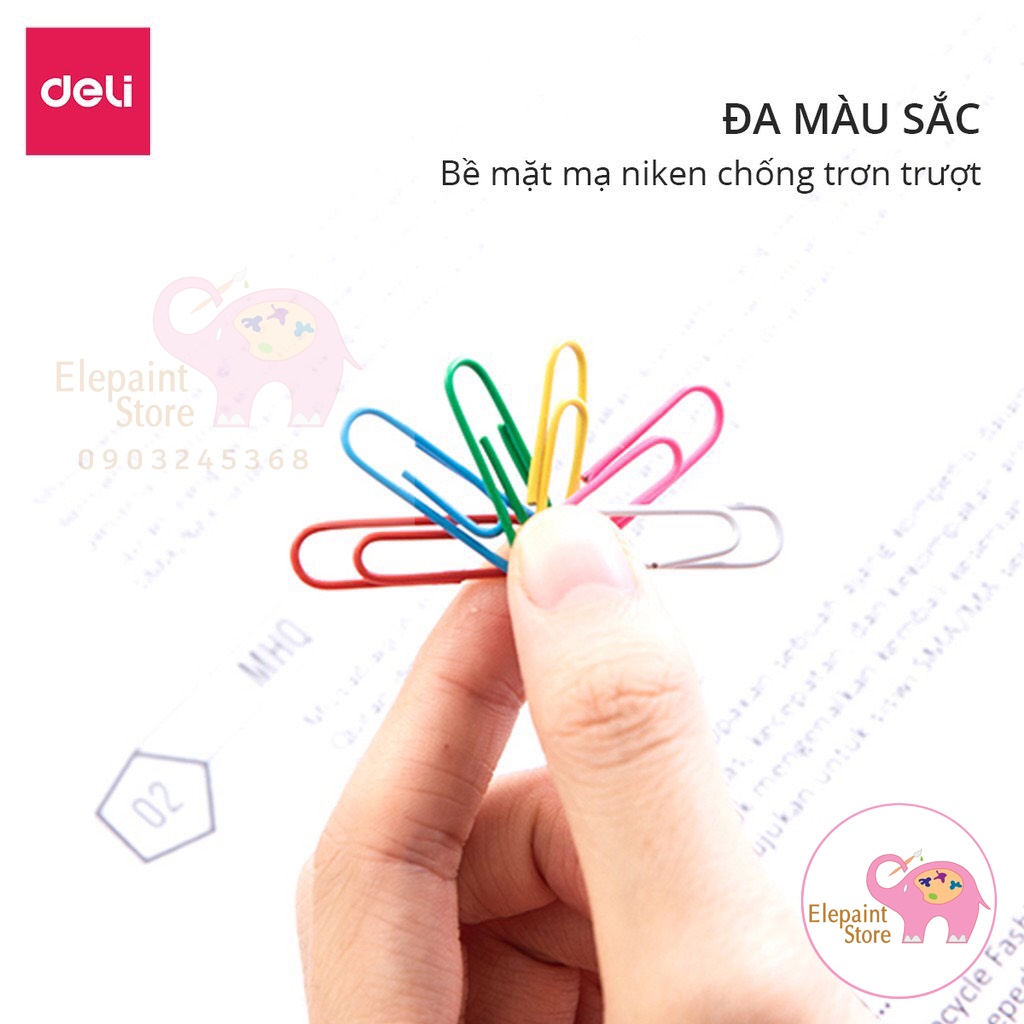 Set 100 ghim cài giấy nhiều màu Deli 0024