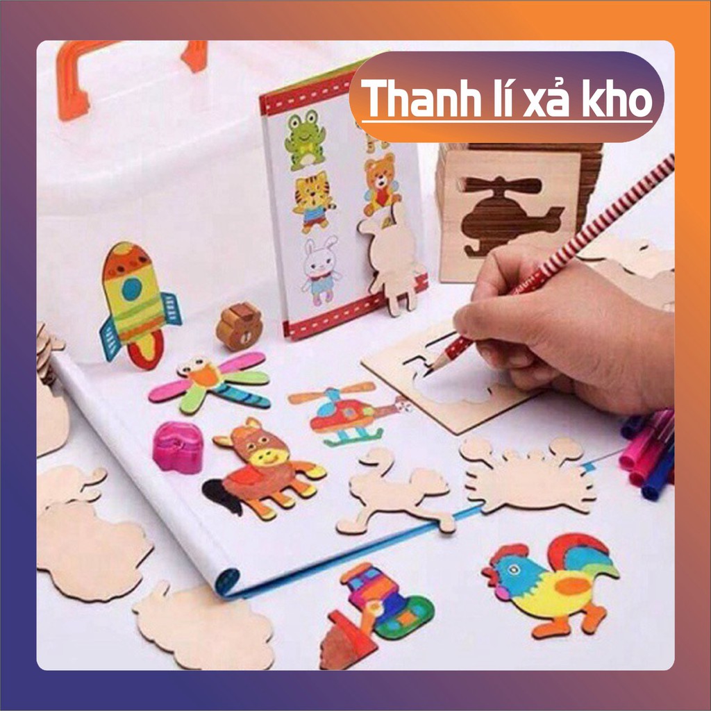 [FREE SHIP] Bộ khuôn vẽ tranh và tô màu bằng gỗ cho bé yêu [FREE SHIP]