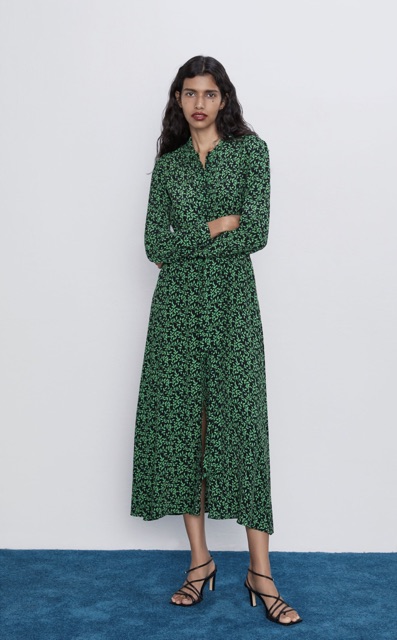 Đầm zara hoa xanh
