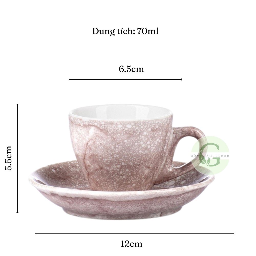 Ly Cà Phê Tách Cafe Espresso 70ml Gốm Sứ Bát Tràng Cao Cấp nhiều màu