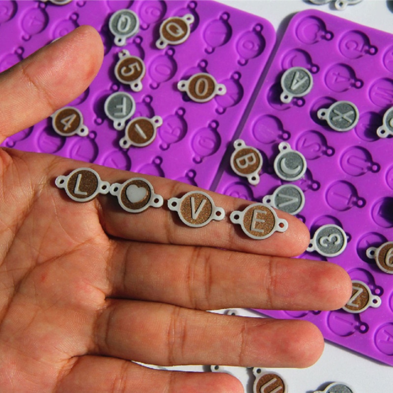 Set 4 Khuôn Silicone Hình Tròn / Chữ Cái Làm Trang Sức Thủ Công