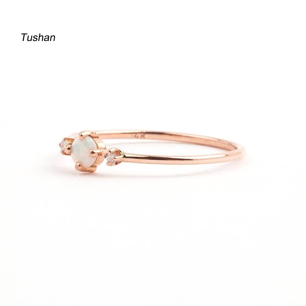 Dụng Cụ Kéo Căng TUSHNhẫn Đính Hôn Đính Đá Opal Nhân Tạo Thời Trang Dành Cho Nữ