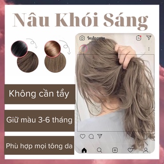 Thuốc Nhuộm Tóc Nâu Khói Sáng không cần tẩy có dưỡng tặng kèm oxy