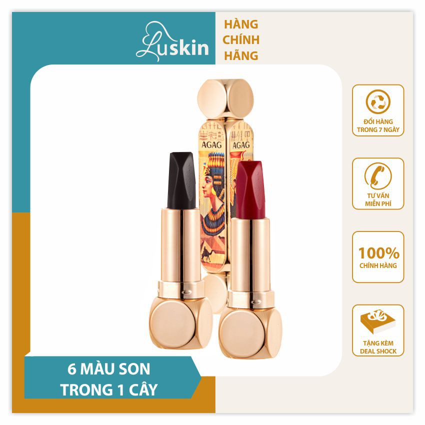 Son lì lâu trôi AGAG nội địa Trung hiệu ứng góc tạo nên 1 cây son 6 màu giữ màu 8 giờ dưỡng ẩm chống nước chống bám TM03
