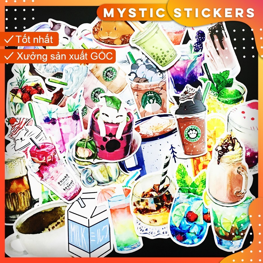 [SET MIX CHỦ ĐỀ FOODIE] 300  sticker mix chủ đề đồ ăn, đồ uống, tráng miệng, snack...