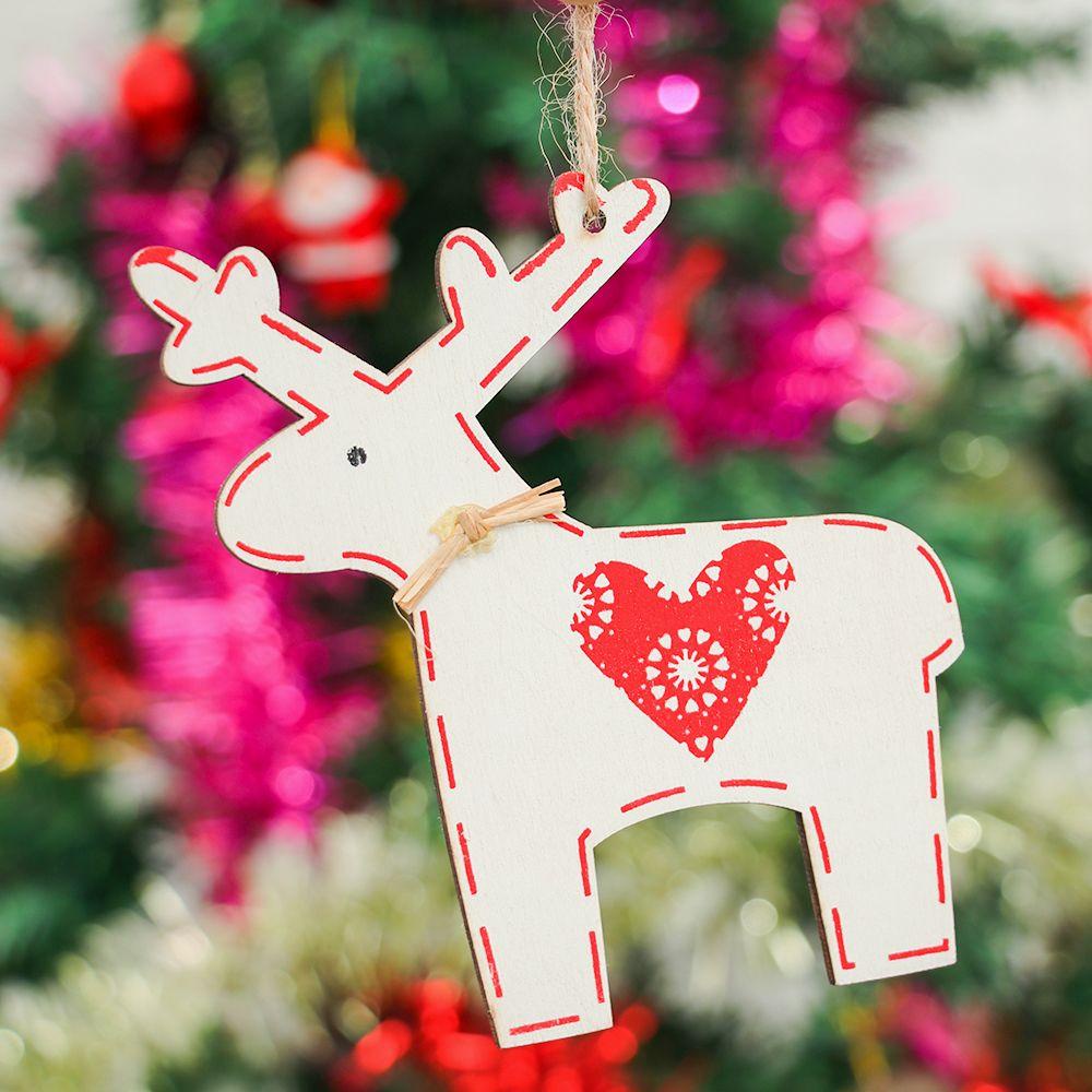 Bộ 4 Phụ Kiện Trang Trí Giáng Sinh Bằng Gỗ Mới