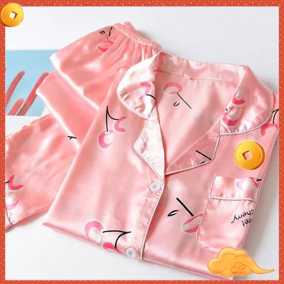 Bộ đồ ngủ vải lụa mỏng tay dài thời trang xuân thu quyến rũ dành cho nữ