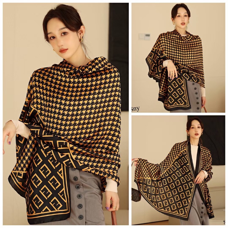 Khăn Choàng Cổ Dài Chống Nắng Bằng Lụa In Họa Tiết Thời Trang Đi Biển Mùa Hè Cho Nữ