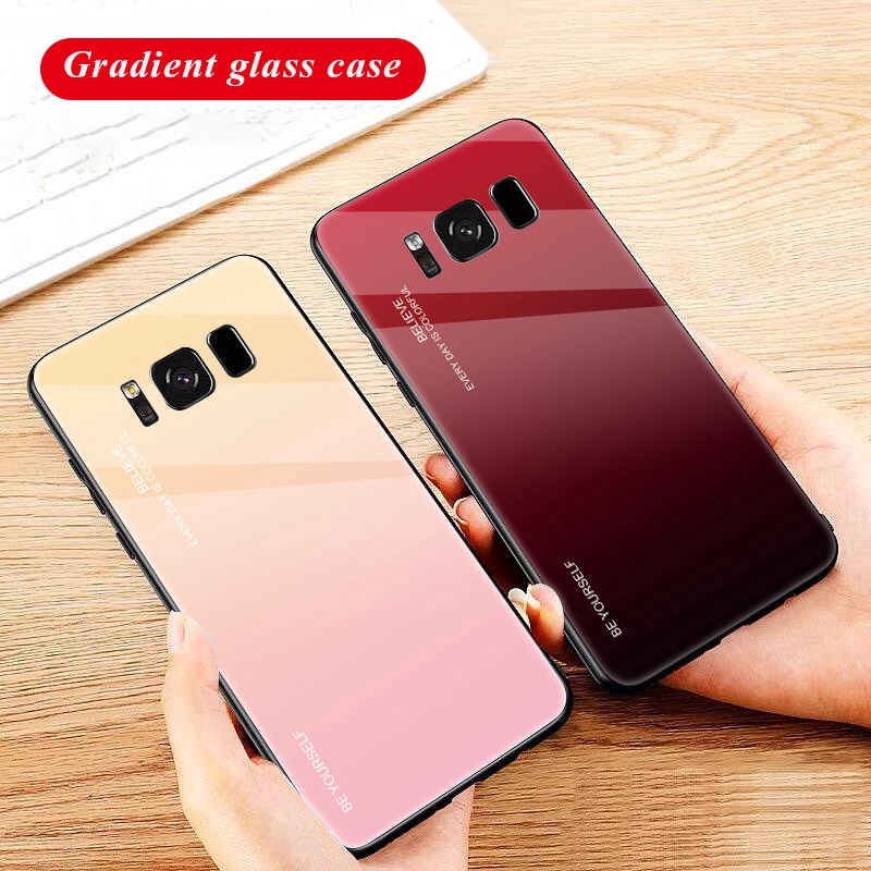 Ốp điện thoại mặt kính cường lực cho Samsung Galaxy S8 S10 A70 A10 A50 M30