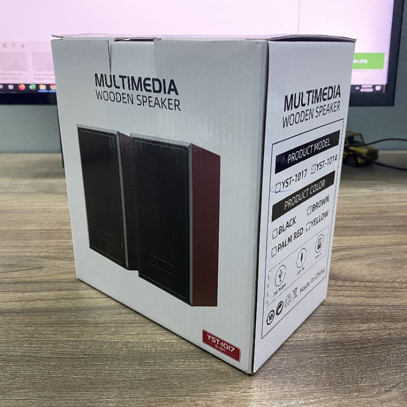 Loa máy tính, loa vi tính vỏ gỗ để bàn máy tính dễ thuơng