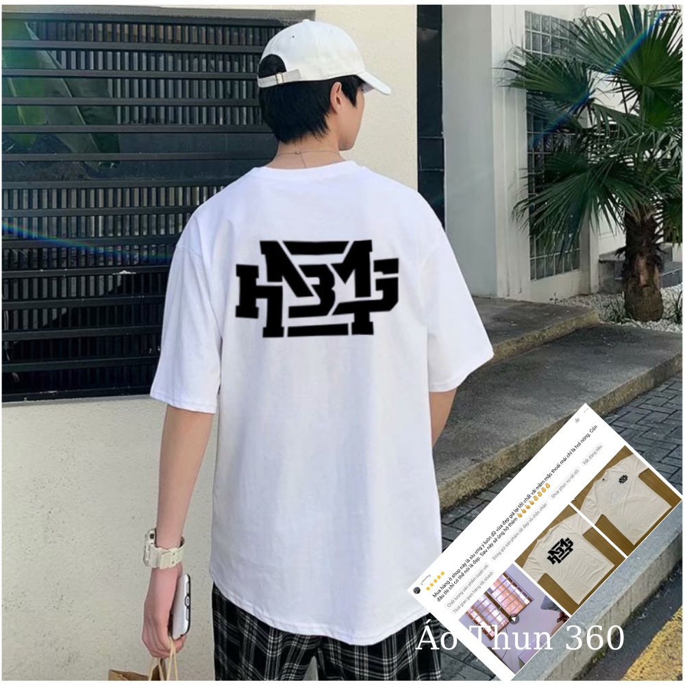 Áo thun trắng tay lỡ form rộng oversize in #HNBMG nam nữ basic tee phông rộng unisex mặc cùng quần jogger