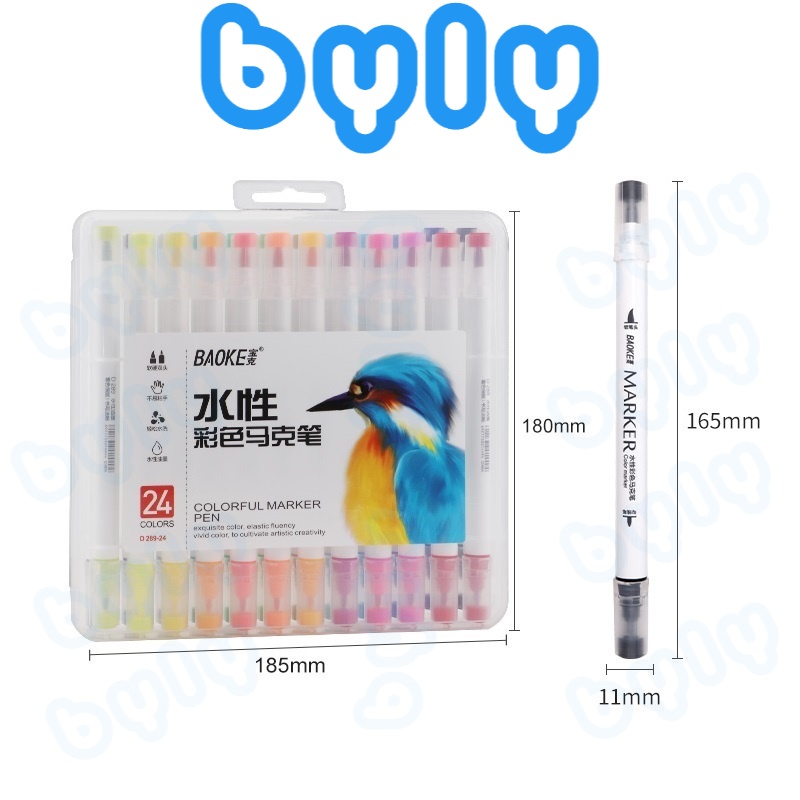 [Ship hỏa tốc] Brush Marker - Hộp bút lông màu hai đầu Baoke D289 - ByLy Store