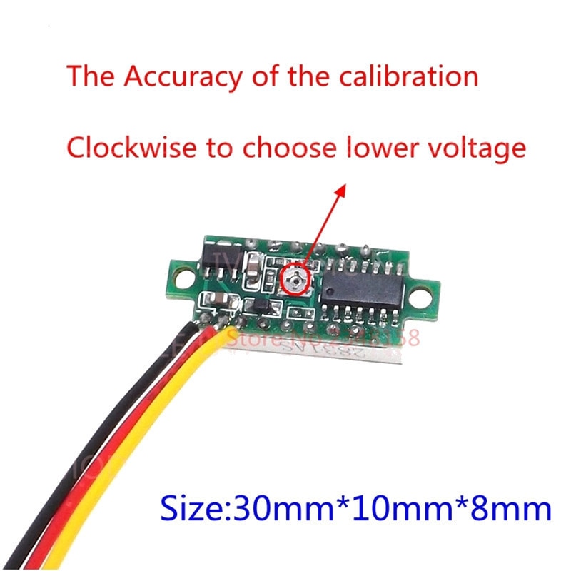 Thiết Bị Đo Điện Áp Mini 0.28 Inch 2.5V-40V Có Màn Hình LED Màu Đỏ/Xanh Dương/Vàng/Xanh Lá