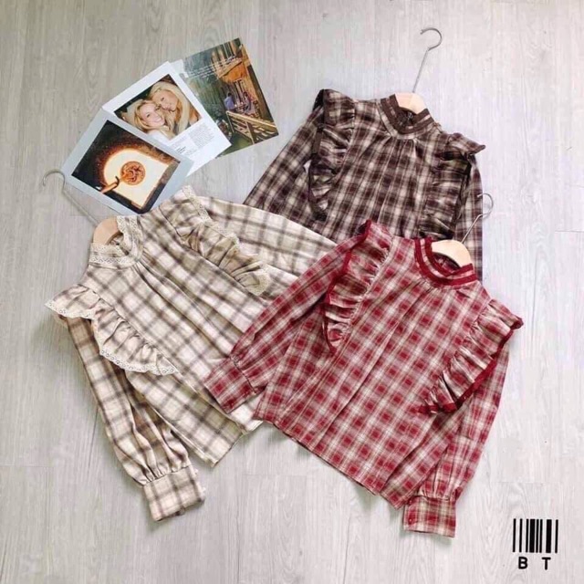 ÁO KẺ BÈO PHA REN