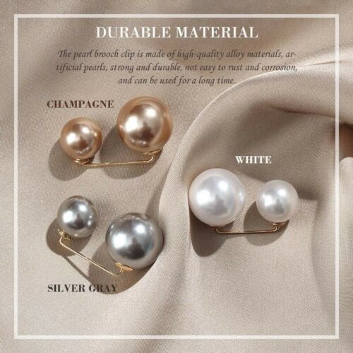 3Pcs/set Fashion Double Pearl Pins/INS Artificial Pearl Cardigan Brooch / Ladies Vintage Suit Corsage Fixed Cardigan Jewelry Accessories