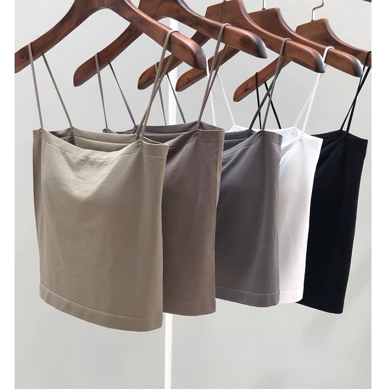 Áo Hai Dây Mỏng Có Đệm Ngực Màu Trơn Thời Trang Mùa Hè Dành Cho Bạn Nữ