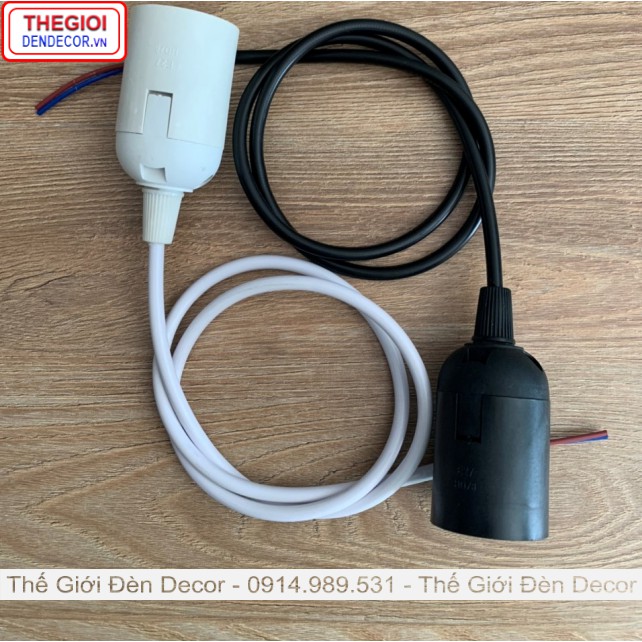 Dây đui đế đèn thả trang trí , bộ thả đơn decor ngoài trời lắp mây tre đan