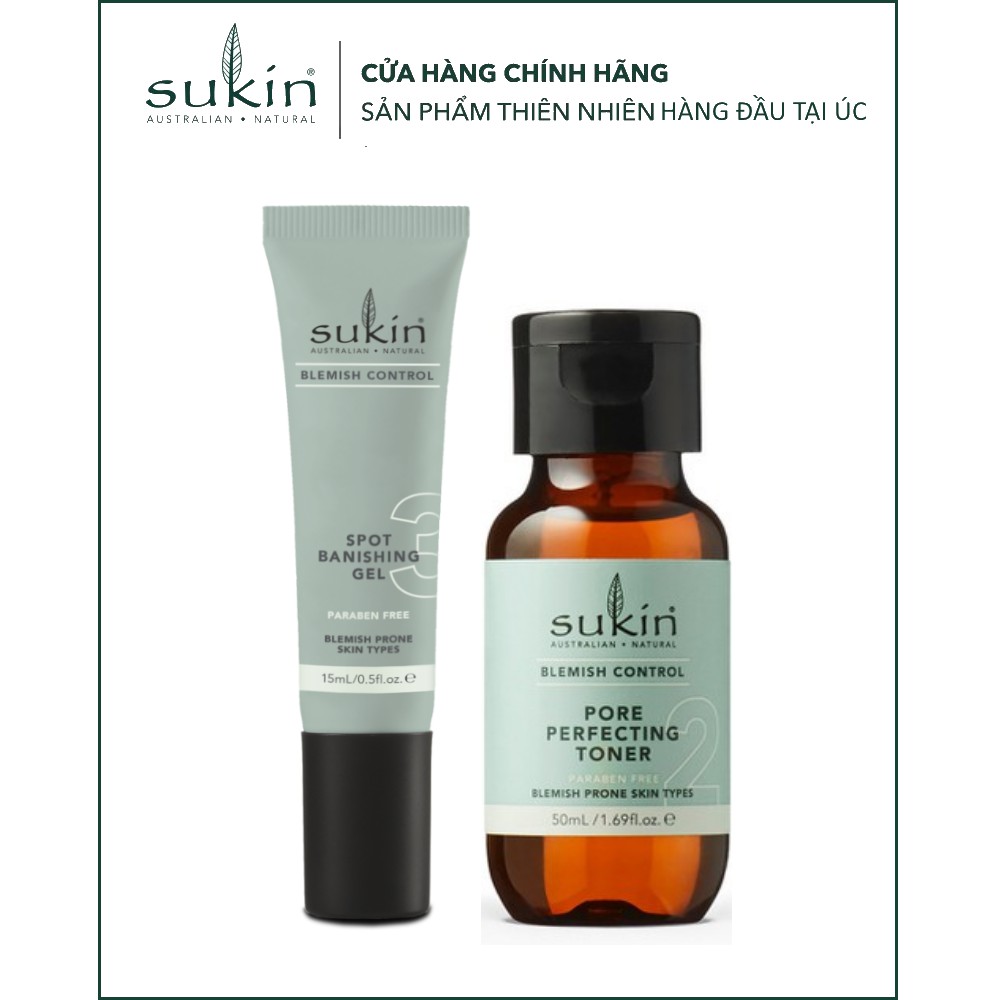 Sukin Combo Toner Ngừa Mụn &amp; Gel Hiệu Quả Sau 30 Phút Blemish (BR)