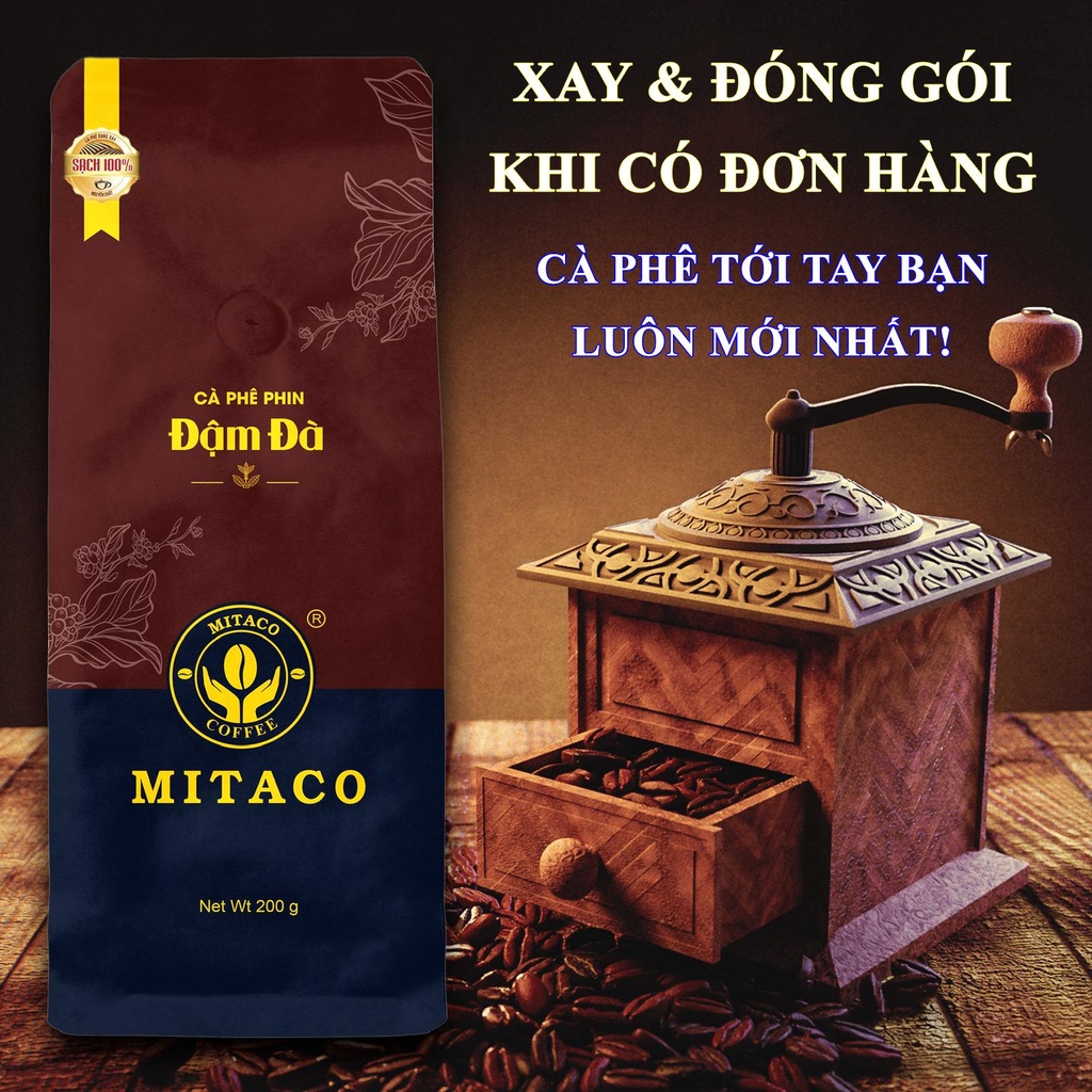 Cà phê pha phin nguyên chất Đậm Đà MITACO COFFEE (Gói 200g)