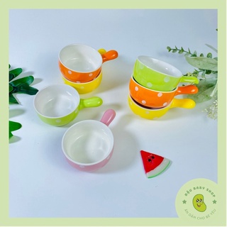  Bát ăn dặm chén ăn dặm gốm sứ hình Gáo chấm bi cho bé tập ăn dặm 80ml 