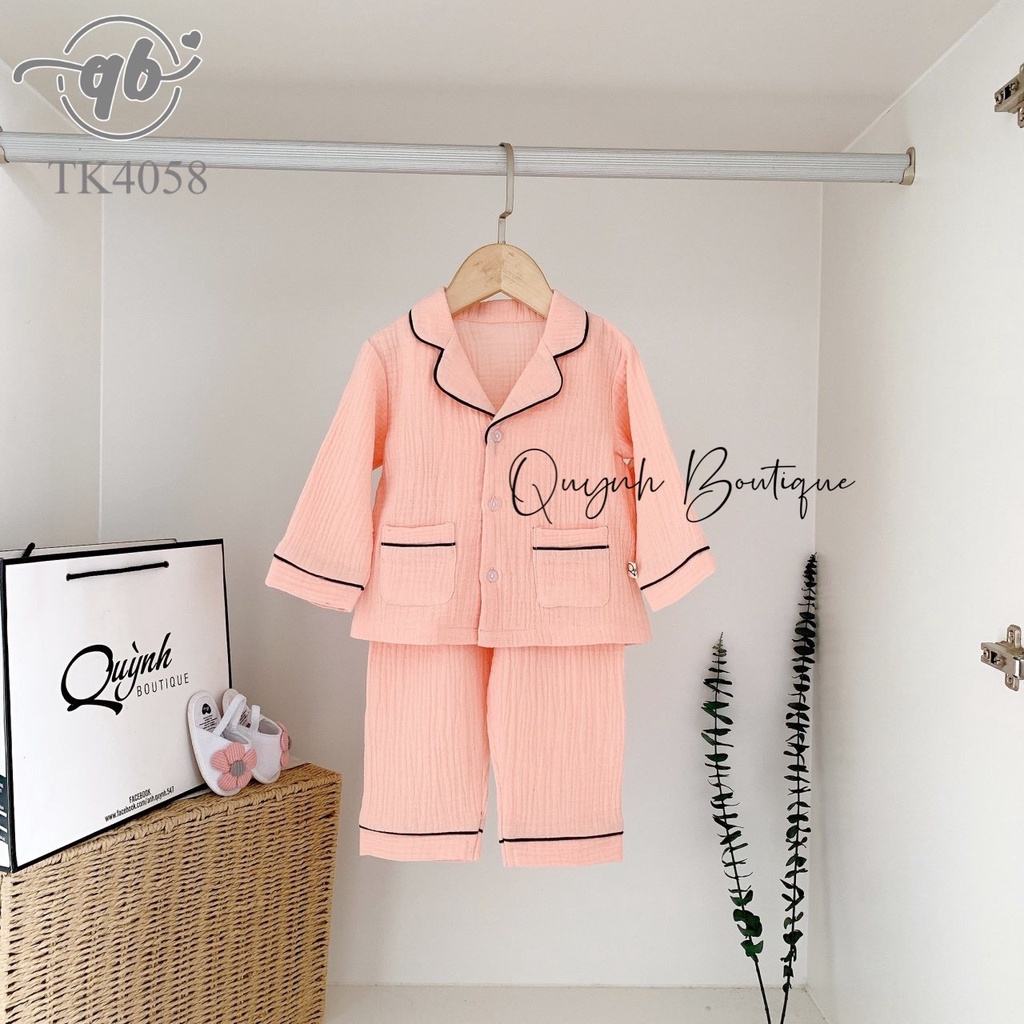 Quần Áo Trẻ Em Quỳnh Boutique Set Bộ Pijama Dài Tay Cho Bé Trai Gái Các Màu