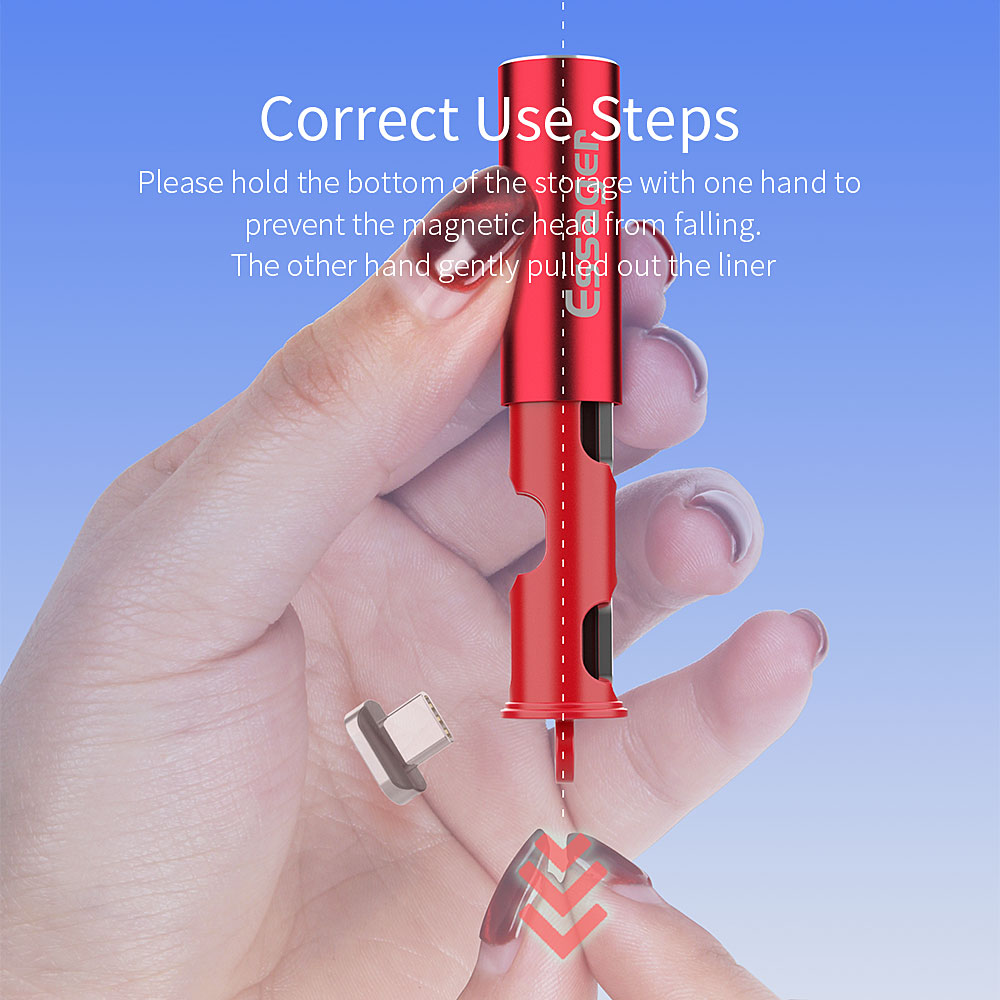 Hộp cắm cáp Essager bằng kim loại từ tính dễ mang theo dùng cho đầu nối cáp sạc từ tính Micro USB loại C