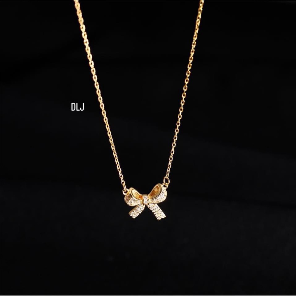 Dây chuyền bạc nữ mặt nơ liền xinh xắn LINH MIU SILVER