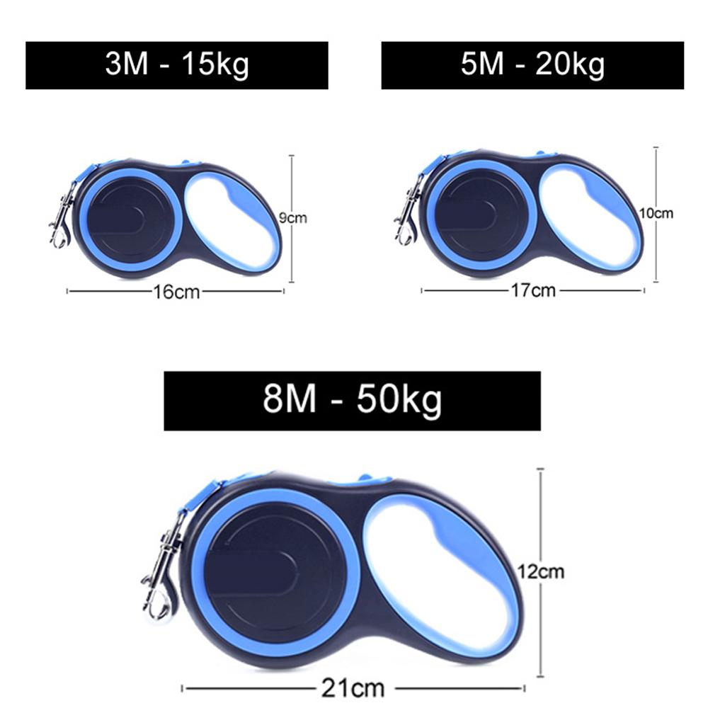 Dây dắt thú cưng bằng nylon bền chắc có thể thu vào tự động xoay 360° chống xoắn dài 3m/ 5m/ 8m nhiều màu tùy chọn