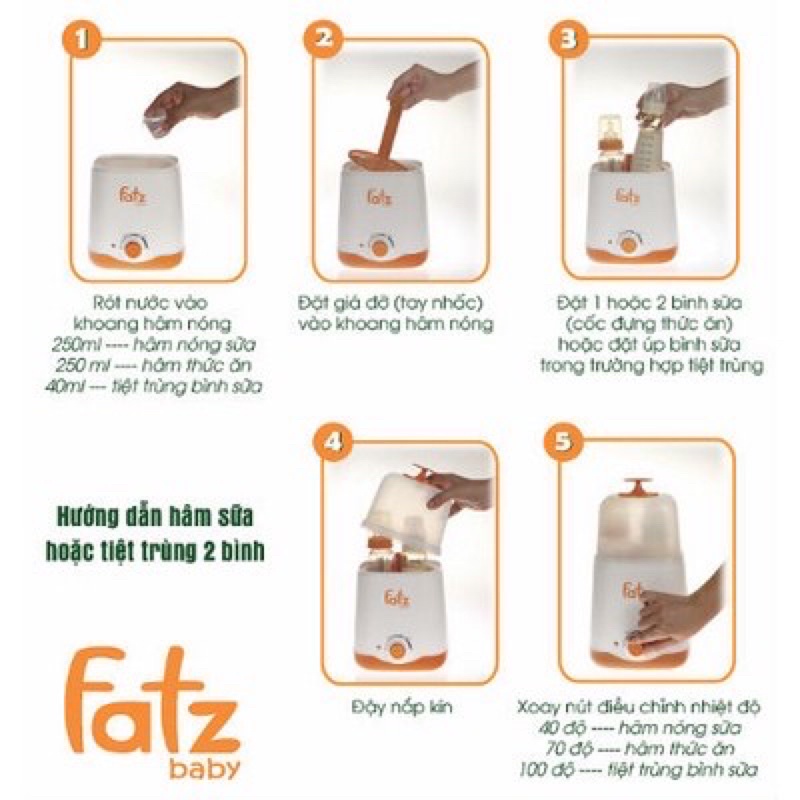 Máy hâm sữa,thức ăn và tiệt trùng fatzbaby fb3012sl