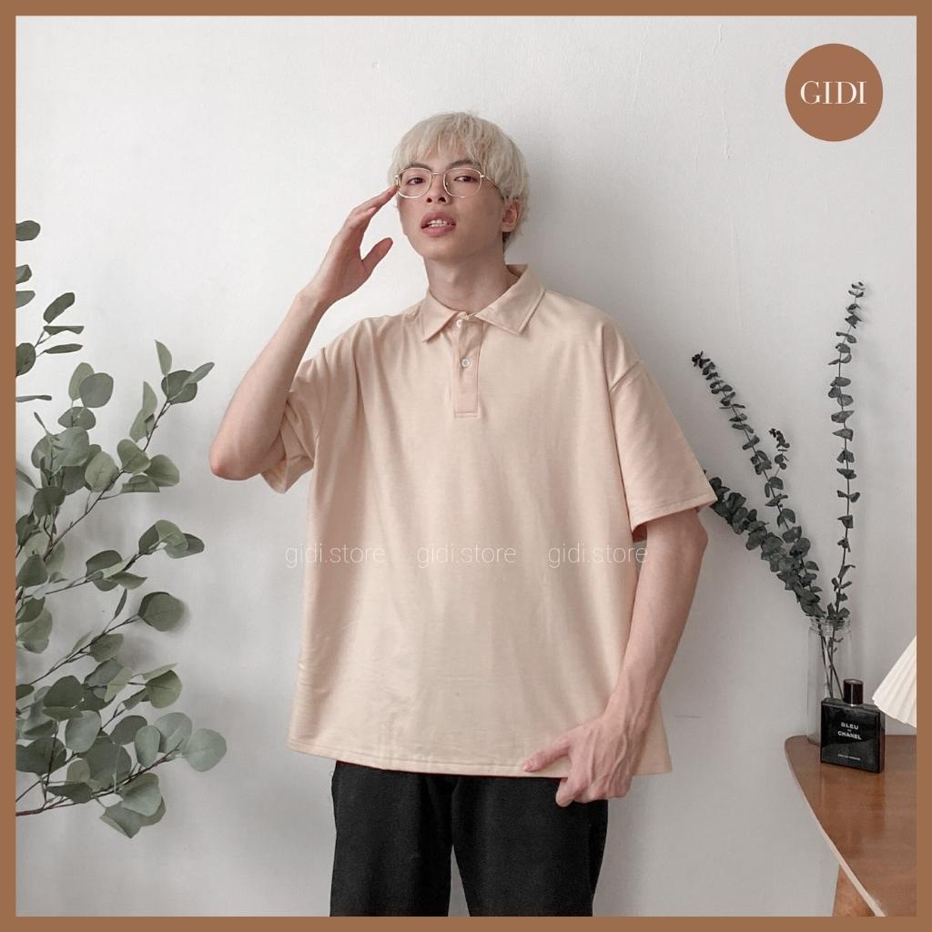 Áo POLO trơn tay lỡ BASIC form rộng OVERSIZE Nam Nữ Unisex áo phông cổ bẻ vải thun da cá tici dày dặn, không nhăn