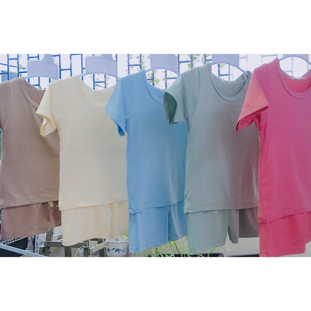 Bộ thun lạnh mềm mát Minky mom tay ngắn cộc mùa hè cho bé 6-15kg