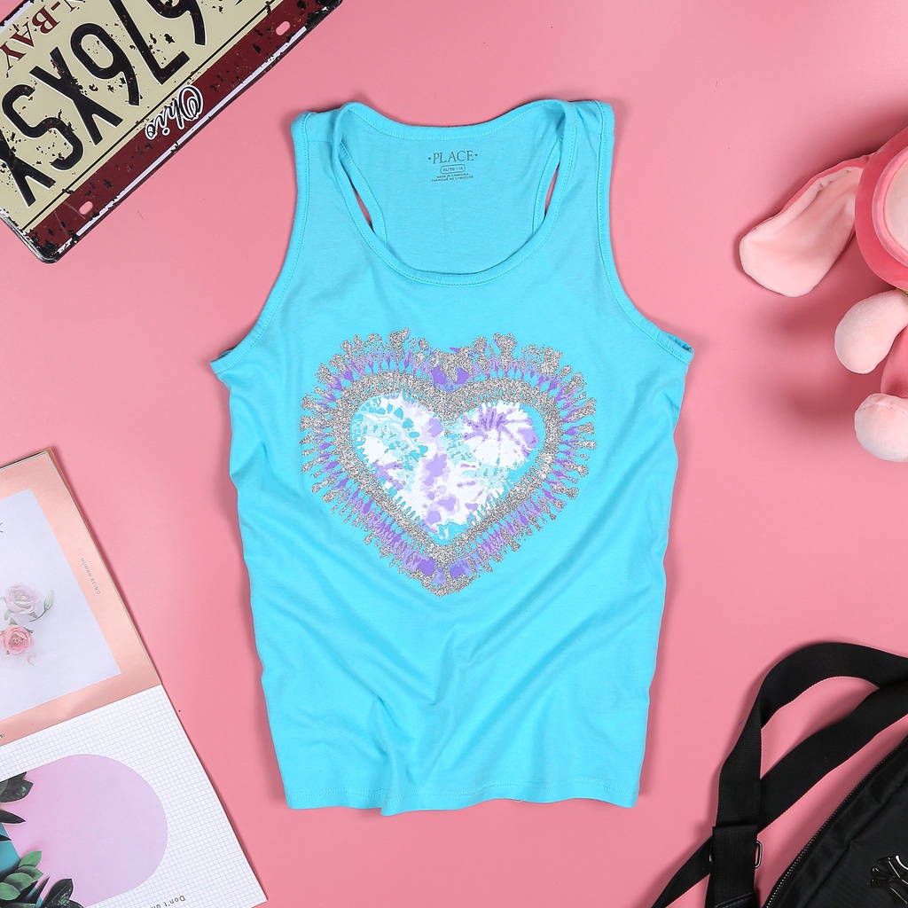 Áo thun bé gái size đại áo sát nách Place thun cotton vnxk