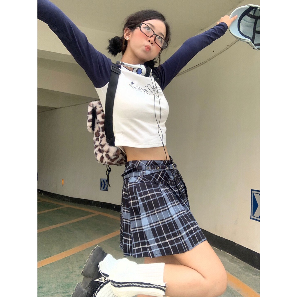 Áo Thun Tay Dài Raglan Màu Sắc Tương Phản Phong Cách Thời Trang Mùa Thu Mới Dành Cho Nữ