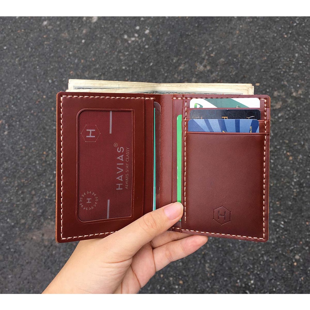 Ví Da đứng Venumi Handcrafted Wallet HAVIAS - Đỏ Nâu