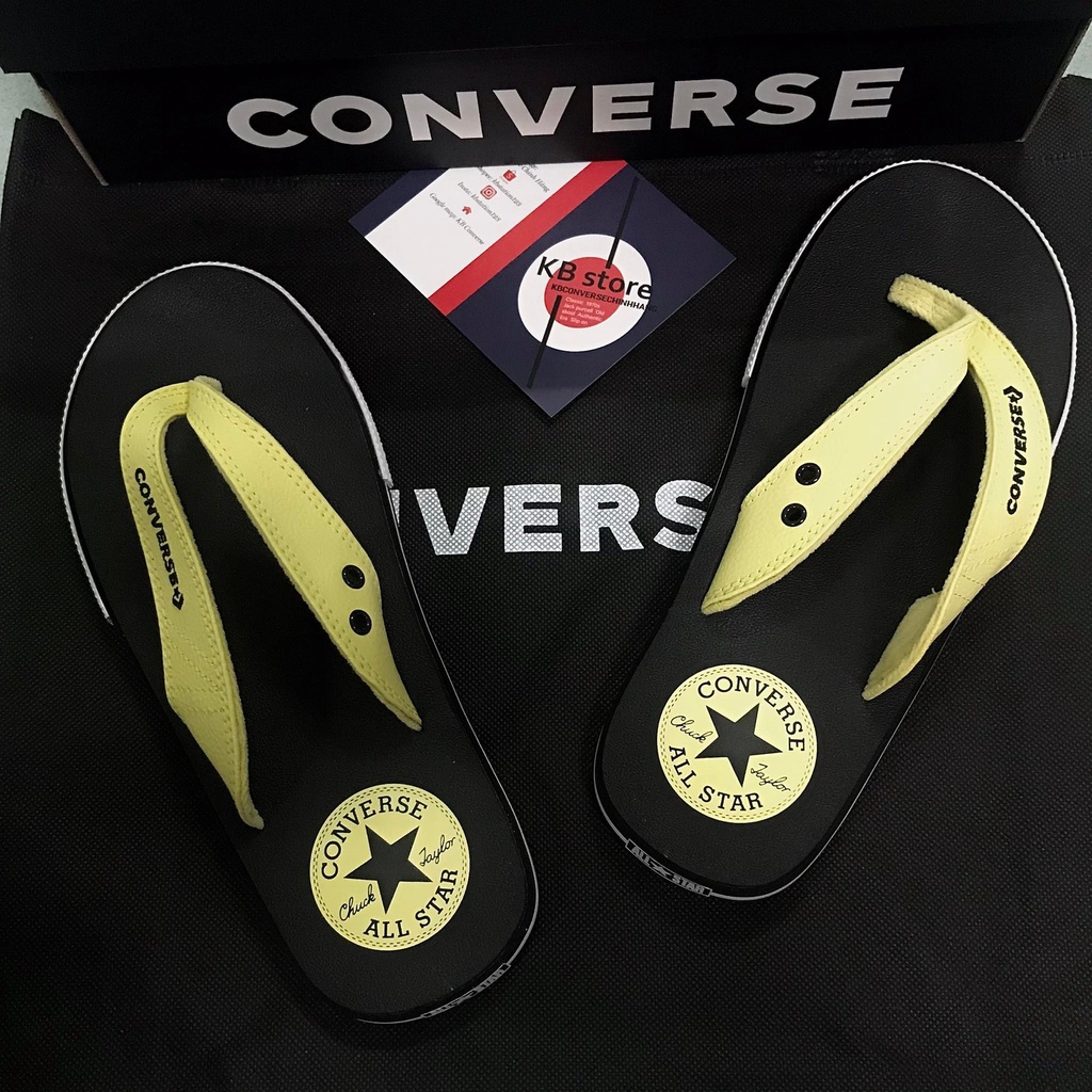 Dép Converse đen quai vàng chính hãng