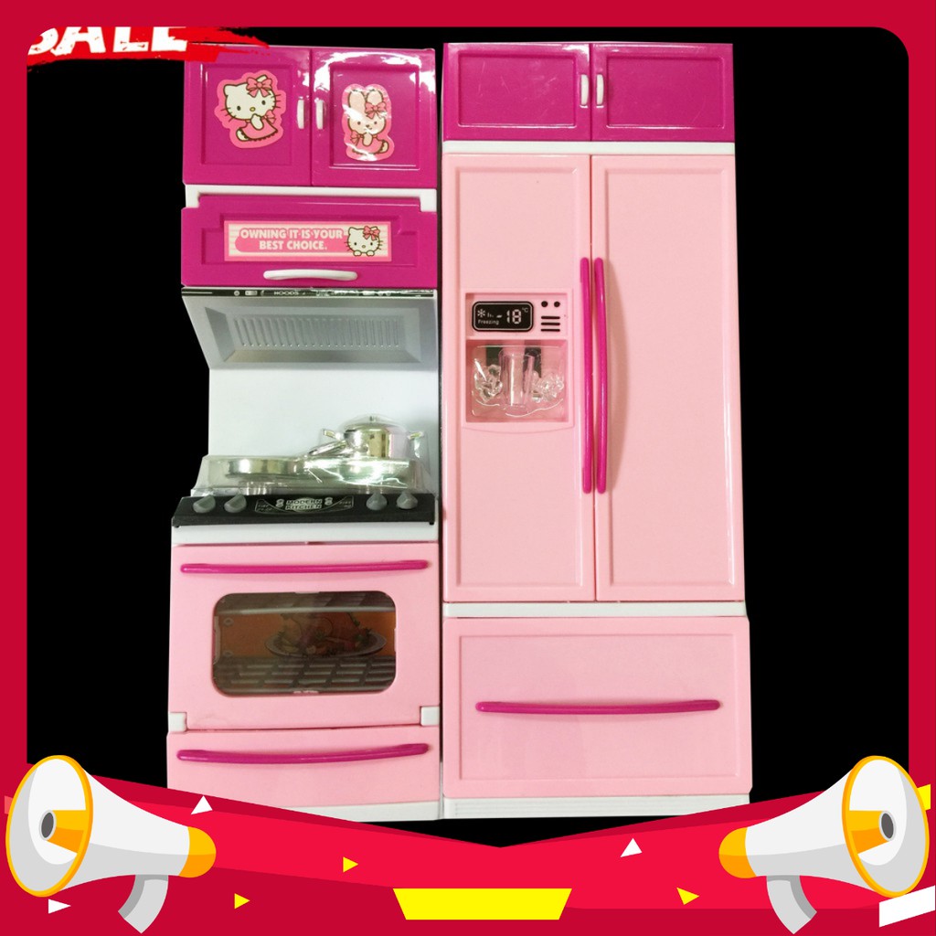 ĐỒ CHƠI ĐỒ HÀNG - TỦ BẾP HỒNG HELLO KITTY - ĐỒ CHƠI NHÀ BẾP - kingtoys99