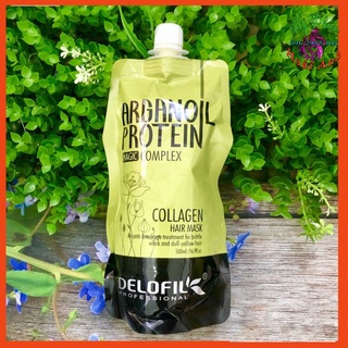 Hấp dầu ủ phục hồi tóc hư tổn delofil arganoil protein collagen hair mask 500ml ý