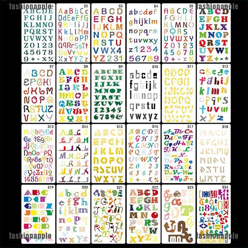 FAVN Bless 24pcs Alphabet Letters Drawing Template Stencil Painting Embossing Scrapbook Glory