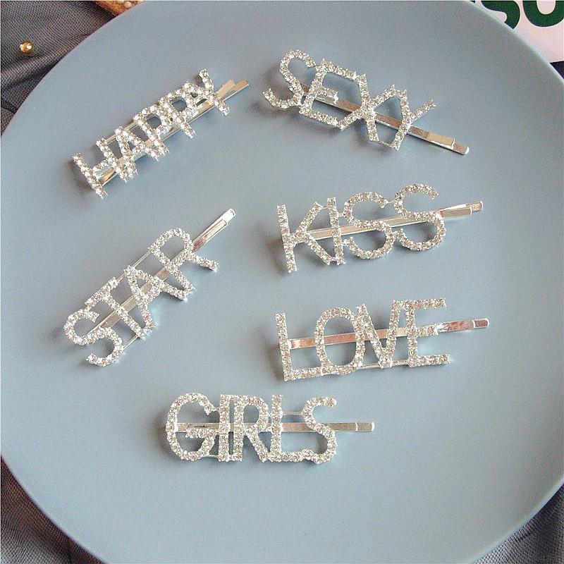 Kẹp tóc chữ cái tiếng Anh đính đá xinh xắn cho nữ