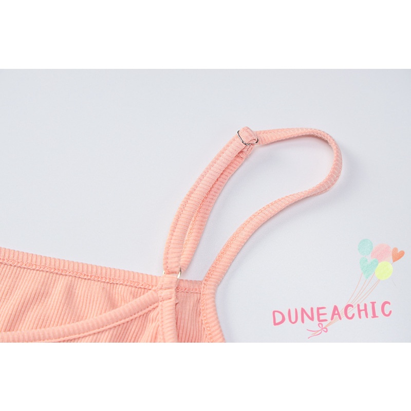 DUNEA Đầm Hai Dây Dáng Ôm Màu Trơn Thời Trang Đi Nghỉ Mát