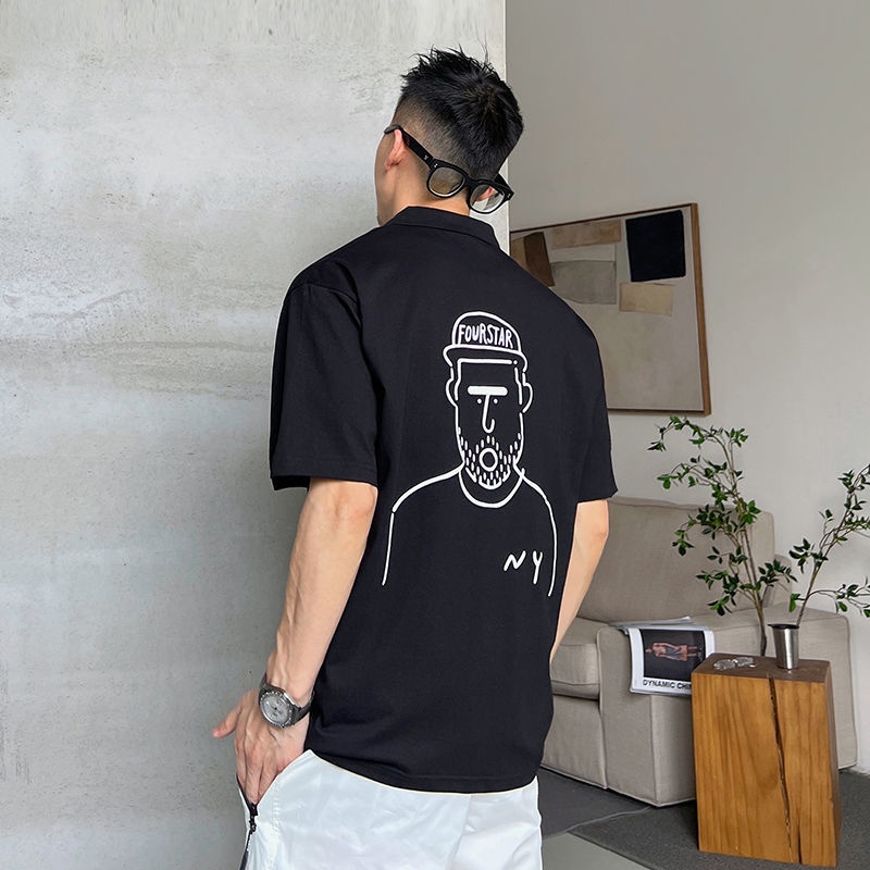 Bán Chạy!Áo Thun Polo Tay Ngắn Dáng Rộng In Họa Tiết Hoạt Hình Phong Cách Nhật Bản Thời Trang Mùa Hè Cho Nam