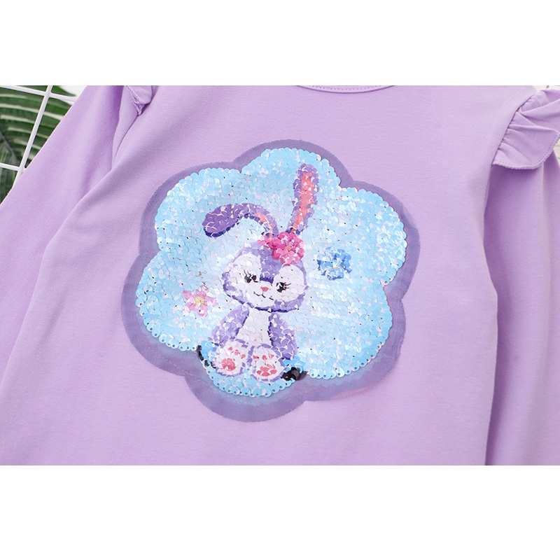 Áo Thun Cotton Tay Dài Đính Kim Sa Lấp Lánh Thay Đổi Màu Sắc Thời Trang Cho Bé Gái 2-8 Tuổi