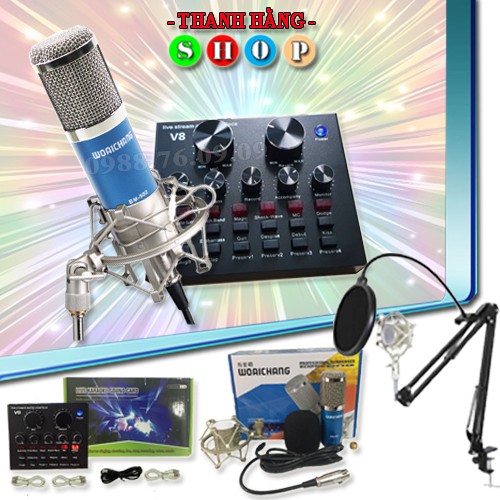 Sound card V8 - Combo Mic Live Stream có autotune và pin sạc